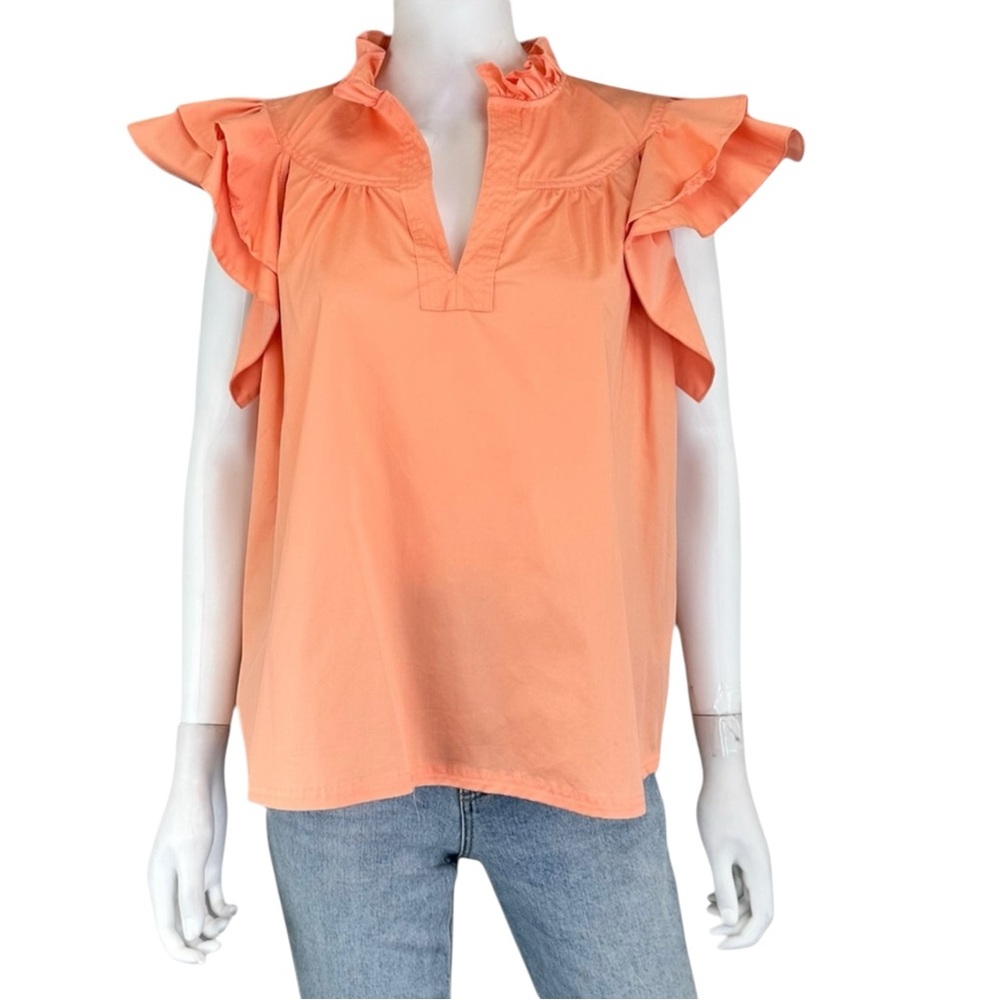 Bishop + Young NWT Coral Poplin Blouse Size M G0281